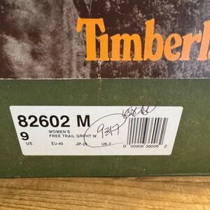 Timberland Green Box with Orange Logo and White Size Label